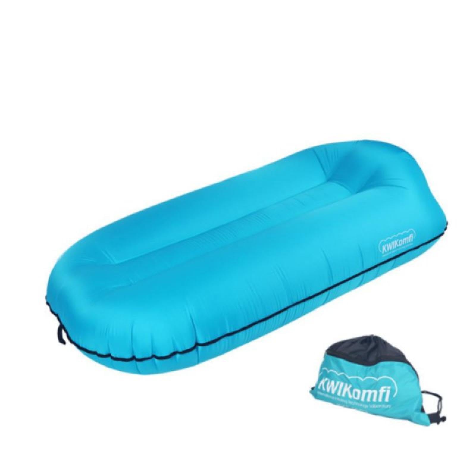 Handhand-Pump Inflatable Sofa, Ergonomic Air Mattress, Portable Curved Bed for Nap, Outdoor & Indoor Use Blue Flat-image-26