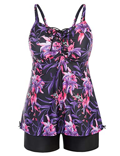 Hanna Nikole Vrouwen Buikcontrole Tankini Plus Size Tweedelig Badpak