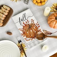 Artoid Mode Orange Pumpkin Leaves Fall Kitchen Towels Set of 2 18x26 Inch — image 4