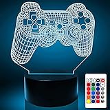 SmallCardi Gamer Night Light for Boys Room Gamer Lights Bedroom Children's Day Gifts Gaming lamp Stuff PlayStation Birthday 3D Illusion Lamps Remote Controller Gifts Touch Kids (Gamer Light)