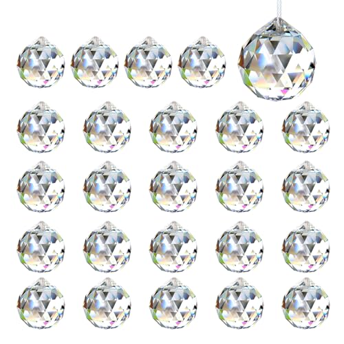 Luxoraiova 24 Stück Kristallkugel 24mm Prisma Sonnenfänger Kristall,...