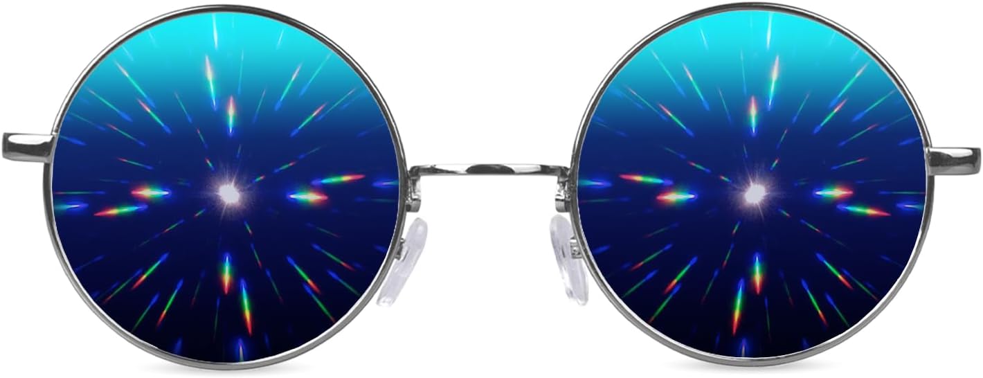 GloFX Limited Edition Specialty Diffraction Glasses – Rave Eyes Party Club 3D Trippy (Blue)