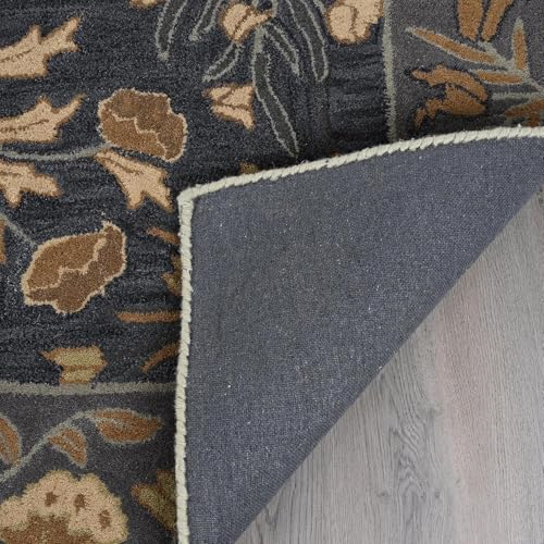 Tapete de lana floral hecho a mano beige/azul 3'x5' miniatura 6