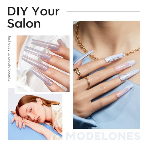 Image of Modelones Long Square XXL Fake Nail Tips - 504Pcs Gel Tips Pre-shaped Half Matte Full Cover Clear Acrylic Gel Kit False Press on Nails for Extension DIY Salon 12Sizes