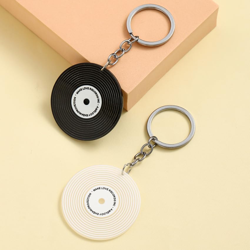 Image of Music Keychain Gifts Car Keys Backpack Charms Accessories DJ Keyrings Vinyl Record Keychain for Music Lovers
