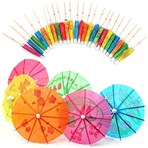 Flycppo Cocktail Sombrillas,50 Piezas Sombrillas de Cóctel,Sombrillas de Papel para Fiestas en la Playa,Decoración de Cócteles para Accesorios,Colores Mezclados