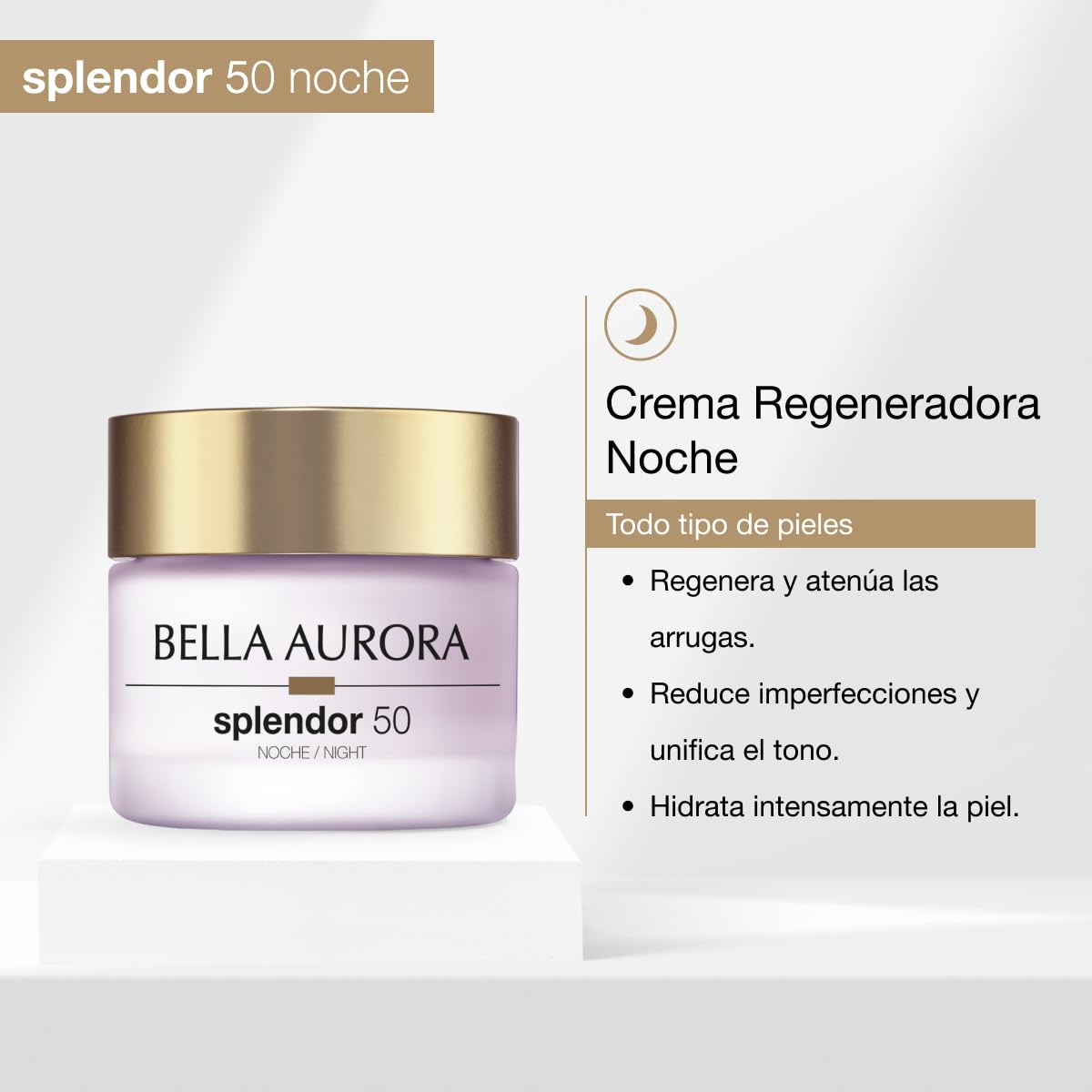 Bella Aurora Splendor 50 Pack Antiedad Noche Reafirmante | Ritual Nocturno +50 Años | Crema Regeneradora de Noche + Contorno de Ojos Antiedad | Arrugas y Redensificación | 50 ml + 15 ml