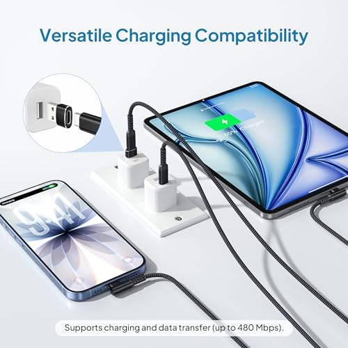 Image of Elebase for Google Pixel 9 8 USBC Charger Cable 6.6FT with USB Adapter,90 Degree USB Type C Fast Power Charging Cord Line for Google Pixel 7,MacBook,iPad 10th,iPhone Air 17 16 16e 15 Pro Max,Car