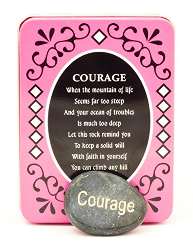 Made Easy Kit Decorative Forever Gift Metal Tin Box with Stones of Sentiment and Unique Theme Poem Choice of Friendship, Happiness, Strength, Love, Dream, Hope, Courage (Courage)