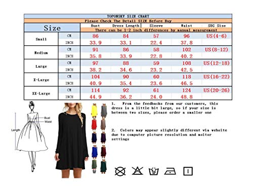 Image of TOPONSKY Women's Casual Plain Simple Loose Flowy Short-Sleeve T-Shirt Dress