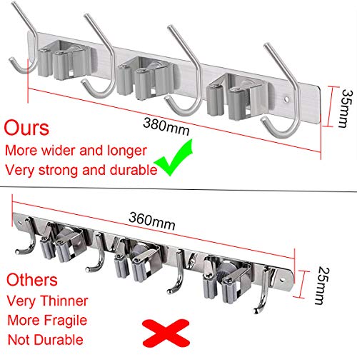 image for DOKU HOME DOKU Broom Mop Holder, Stainless Steel Wall Mount Tool Hange