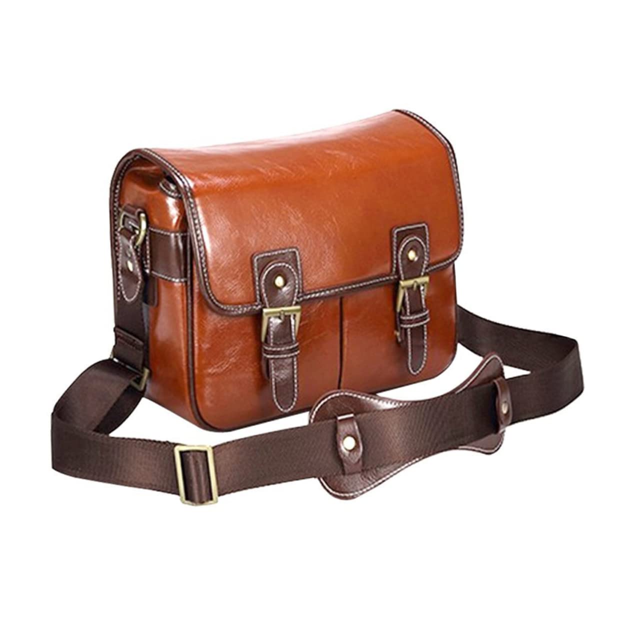 HEMOTON Borsa Fotografica Monospalla Reflex Grande in Pelle Pu Marrone