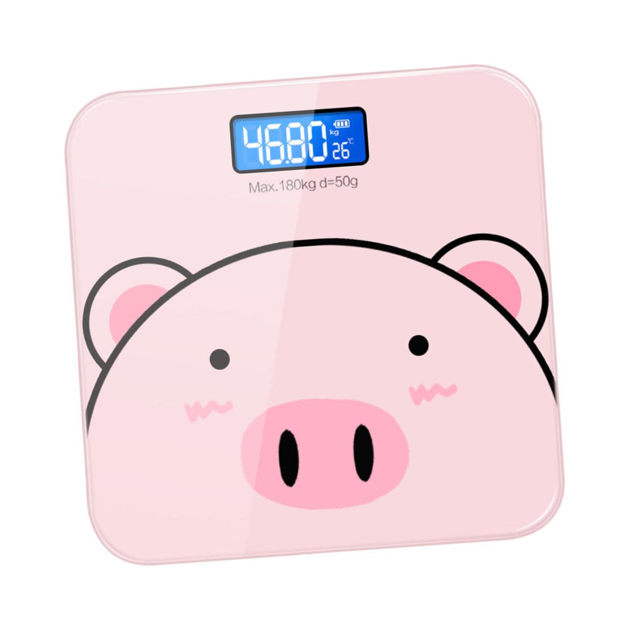 Hohopeti Báscula y Digital de Peso Corporal Vidrio Templado Diseño de Dibujos Animados Precisión de 2 Decimales para Uso Doméstico y Obsequio Práctico