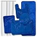 Effiliv Bathroom Rugs Set 5 Piece Memory Foam Mats + Eva Shower Liner, Extra Soft Anti-Slip Shower Large Bath Rugs – Happy Feet, Happy Life, Royal Blue