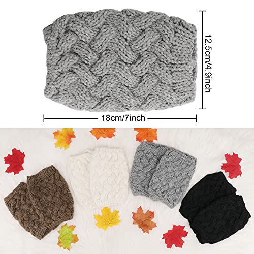 PHOGARY 4 Pairs Winter Warm Boot Cuffs for Women, Crochet Knitted Boot Socks for Gilrs Short Leg Warmers Boot Topper Socks Leg Cuffs Boot Warmers Gift for Girls (Style D)3