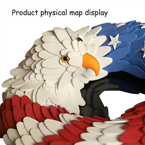 American Eagle Wreath, Americana Patriotic Wreath Usa July 4Th Wreath, Glory Patriotic American Flag Wreath For Front Door Window Wall Decoration (A, 15" ) #TOP5