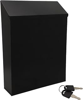 babominimer Buzón de pared con cerradura para uso en exteriores, diseño rústico de metal de hierro con 2 llaves, caja de almacenamiento decorativa para el hogar y el jardín en amarillo, azul, verde