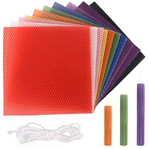 Placas de cera de abejas de 10 colores, juego de fabricación de velas de cera de abejas para velas, placas de cera, para fabricación de velas de cera de abejas, para regalos artesanales, acción de