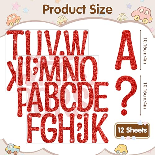 Image of Glitter Letter Stickers, 4 Inch Large Letters for Poster Board (Red) | 160 PCS,Self-Adhesive,Vinyl Alphabet Stickers,Bulletin Board Letters for Classroom,Party,DIY Crafts,Home,Office,Mailbox Decor