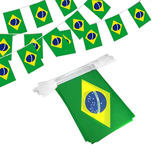 Image of Anley Brazil String Flag Pennant Flags, Patriotic Events 7th of September Independence Day Decoration Sports Bars - 33 Feet 38 Flags