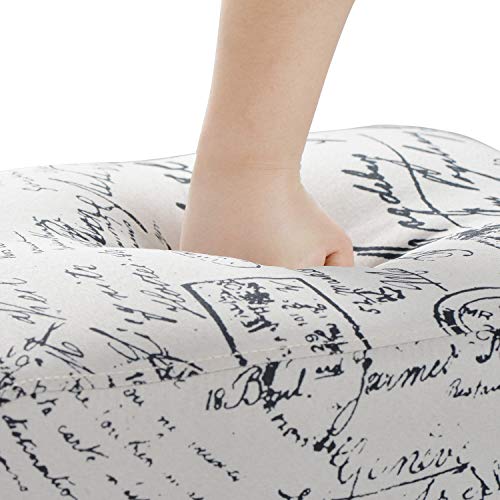 Evedy 2Pcs Dining Script Fabric Accent Chair With Solid Wood Legs For Kitchen Living Room,Beige, Words #TOP2