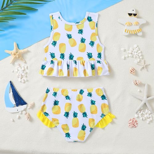 Image of Baby Swimsuit Girl Two Piece Bathing Suit Toddler Girls Summer Beach Ruffle Tankini Swimwear 1-7Y