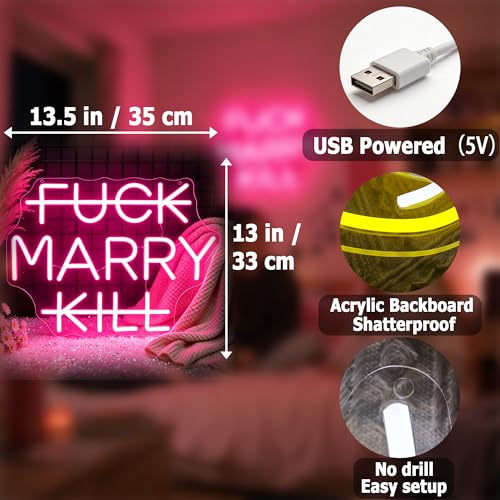 Image of Marry Neon Sign for Wall Decor Light Up Sign Led Signs for Room Party Home Wall Decor USB Powered