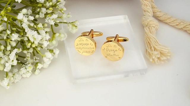 Mancuernillas de acero personalizadas grabadas para hombre miniatura 7