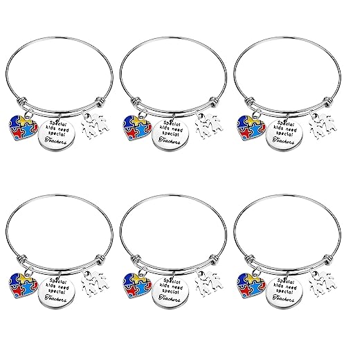 Heigebi 6 PCS Autism Teacher Appreciation Gifts Bracelet for Autism Teachers Presents for Autistic Awareness Bracelet SPED Thank You Present for Autistic Special Education Teacher