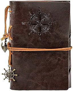HGHC Vintage Refillable Journey Diary, Art Premium PU Leather Classic Embossed Travel Journal Notebook with Retro Pendants (13 * 18,5 cm, A6.)
