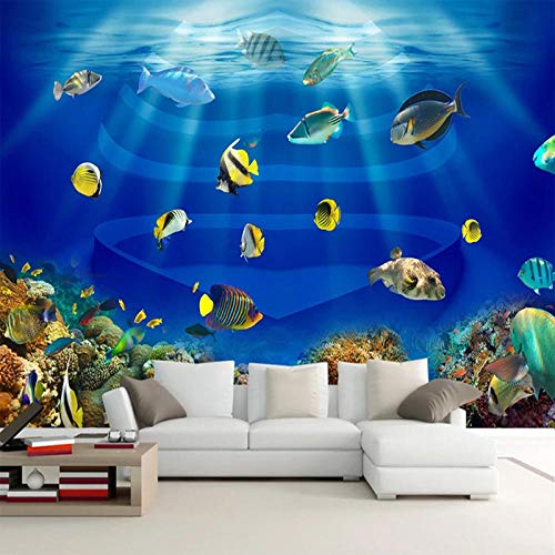 Papel Tapiz Fotográfico Personalizado 3D Ocean World Tropical Fish Mural Dormitorio Infantil Telón De Fondo Pintura De Pared Moderno Papel De Pared Simple 3D,350 * 256Cm