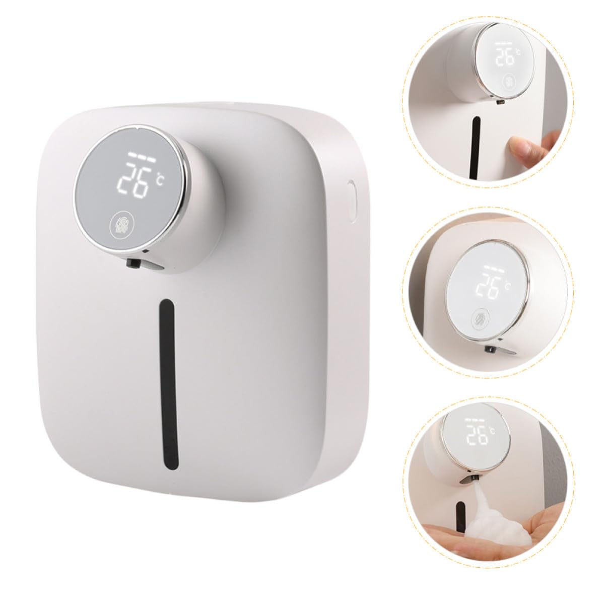 SEWACC Dispensador de Jabón Espumoso sin Contacto X101 320ml | Montaje en Pared, Abs Blanco Recargable USB Tipo C 1500mah, 3 Niveles de Espuma Ajustable