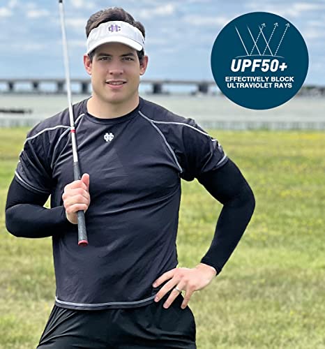 Aegend 2 Pair Sun Protection Cooling Arm Sleeves Compression - Tattoo Cover Up - Sun Sleeves For Men Women For Cycling, Running, Basketball, Golf, Black & White #TOP1