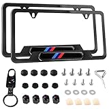 TomGoo License Plate Frame Compatibility with BMW ，2 CarbonFiber LicensePlate Covers, Aluminum Allo