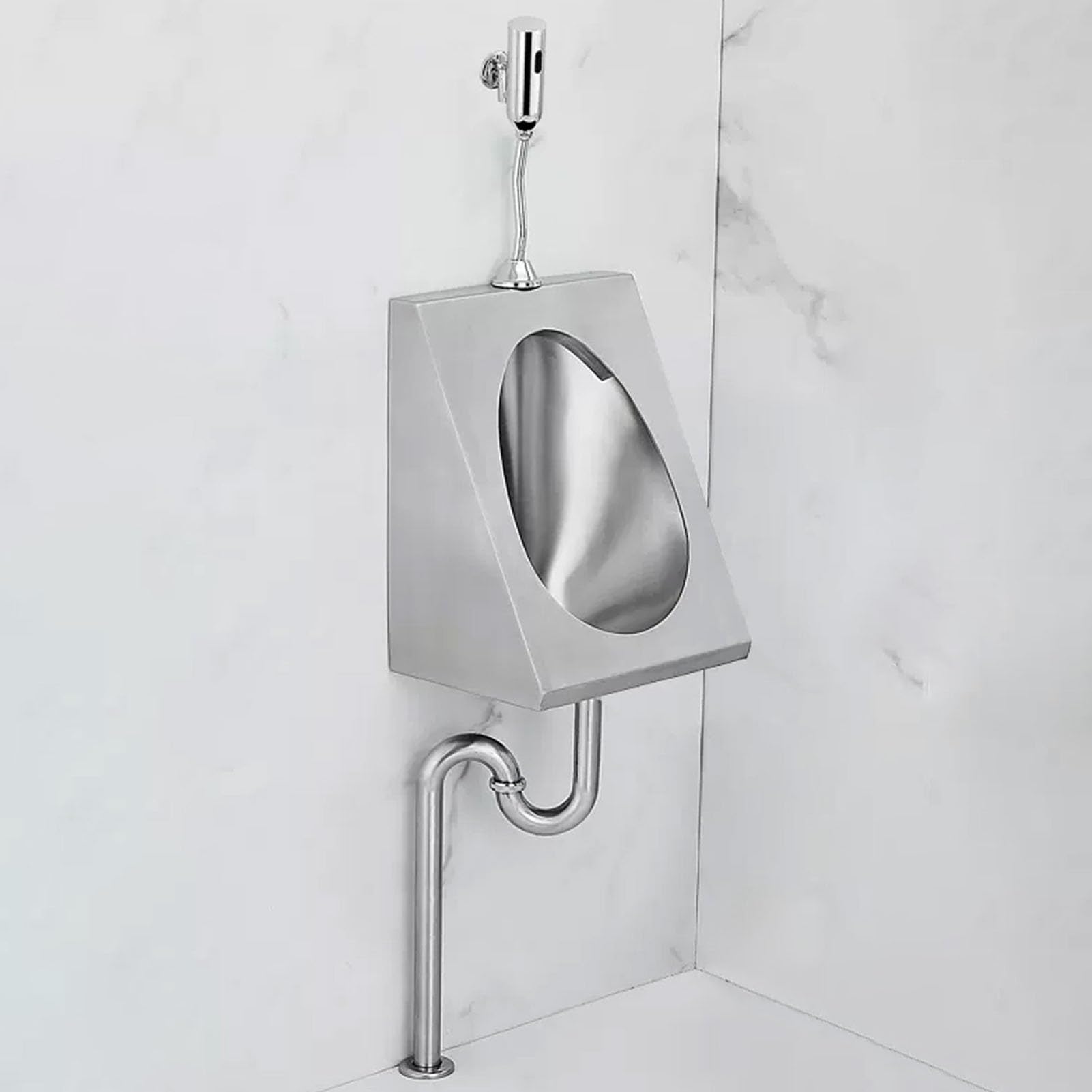 GTHTUHFD Wall Sensor Urinal, 304 Stainless Steel Urinal, Men'S Flushing Urinals, Commercial Public Toilet Splash Urinals, With Flush Valve And Drain Pipe, For Bathroom, Hotel,Ground-Sensor A