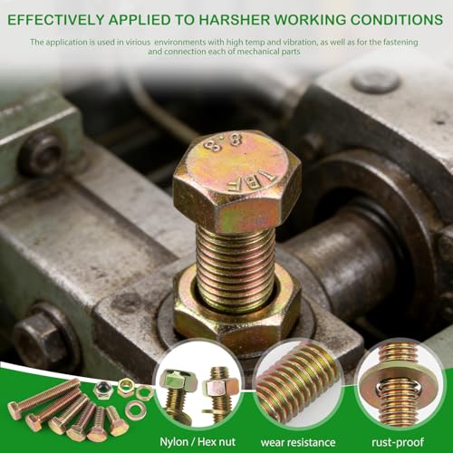 Image of 663pcs Metric M6 M8 M10 Nylon Locknut and Hex nut Mix, Hex Bolt Washer Assortment Kit by Color Galvanization,Alloy Steel,Grade 8.8 Heavy Duty.Length 12-50mm,16 Common Size.