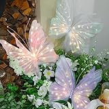 VIHOSE 3 Pcs 19.7'' Butterfly LED Lights Bulk Pink Giant Christmas Tree Butterfly Decoration Large Light up Decorative LED Lamps for Wedding Outdoor Photography Props Birthday Holiday Party Decor