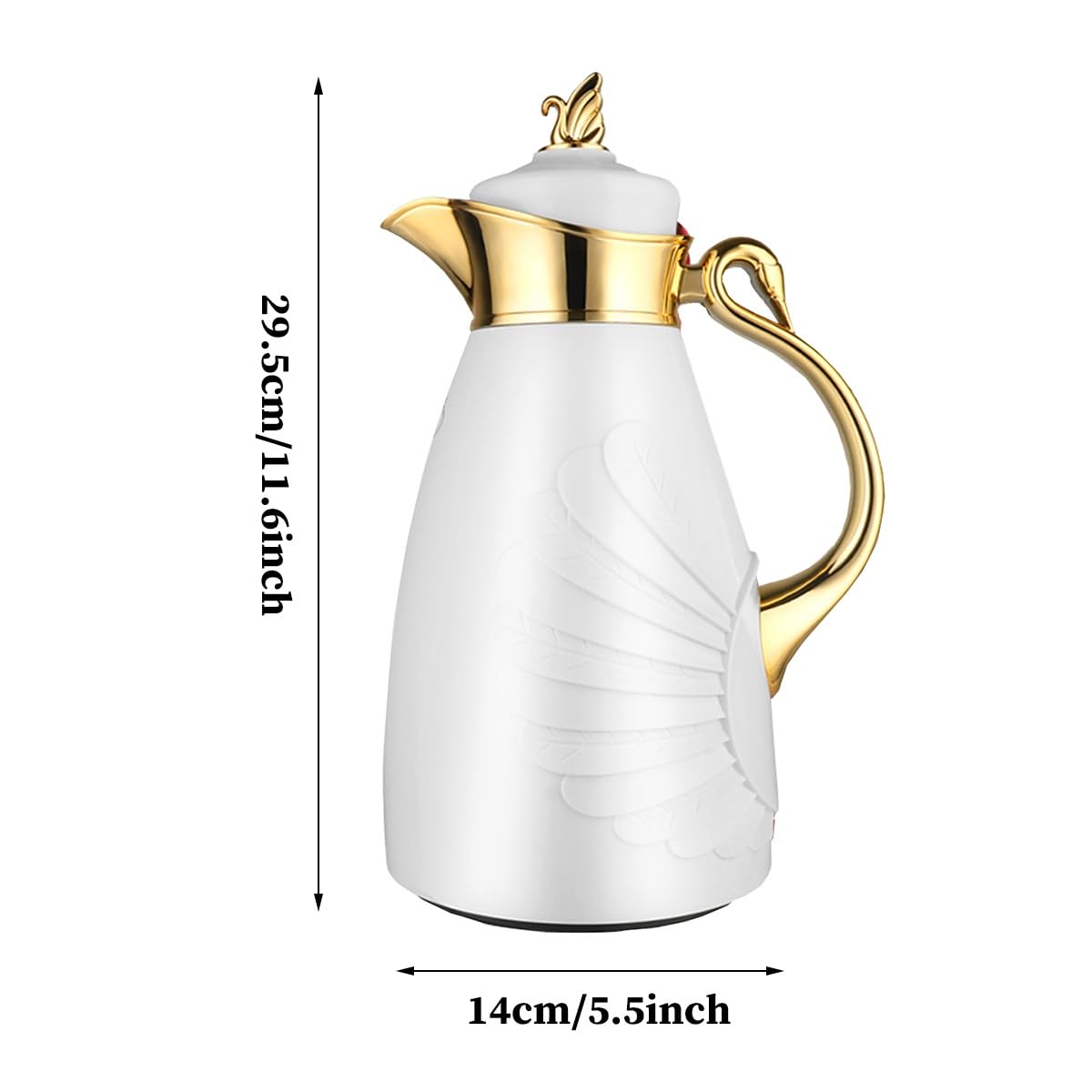 Izolowana karafka do kawy 1 l / 970 ml izolowana próżniowo termos termos karafki do kawy z wylewką szklana wkładka do herbaty kawy wody ze złotą pokrywką uchwyt w kształcie łabędzia