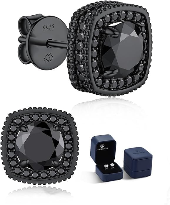 MomentWish Black Moissanite Stud Earrings