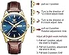 OLEVS Men Watch Brown Leather Strap Large Blue Face Analog Quartz Classic Dress Date Luminous Waterproof Gents Wrist Watch #5