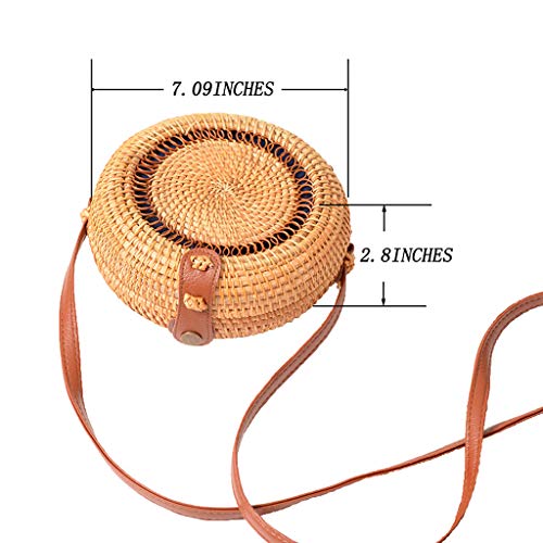 Handmade Rattan Woven Bag Round Retro Crossbody Bags Classic Shoulder Bag Ladies and Girls Party Handbags Wallets2