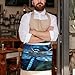 FekiLoot Art Blue Dragonfly Server Apron with 3 Pockets, Waterproof Half Apron for Waiters Fashion Bistro Aprons for Restaurant Server Work