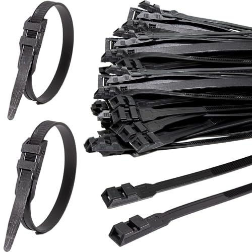 FamlTol Bridas Plástico 360 × 9 mm Bridas Negras 100 Piezas Resistentes a Rayos UV Capacidad de Carga Hasta 90 kg on Doble Cabeza de Bloqueo Cable Ties para Gestión de Cables Aplicaciones Industriales