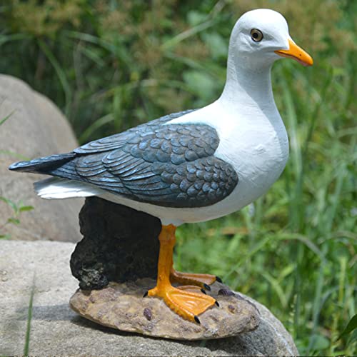 Resin Statue Realistic Sea-Gull Sculpture, 2 Types Decorative Ornament Home Art Garden Artificial Sea-Bird Decoration For Indoor Outdoor Yard Lawn Patio Decor #TOP3