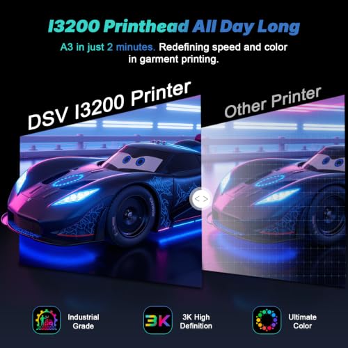Image of DSV A3 DTF Printer with i3200 Industrial Printhead, Shaker,Purifier & PC - Complete Commercial DTF System, Ready to Run, 3X Speed vs L1800, Smart Auto-Clean, White Ink Stirring, 2-Year Ink Include