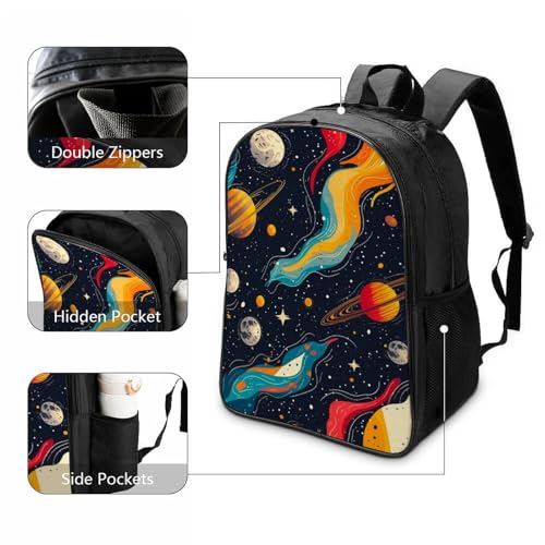 Mochila portátil universitaria impermeable con estampado galaxy escolar 3