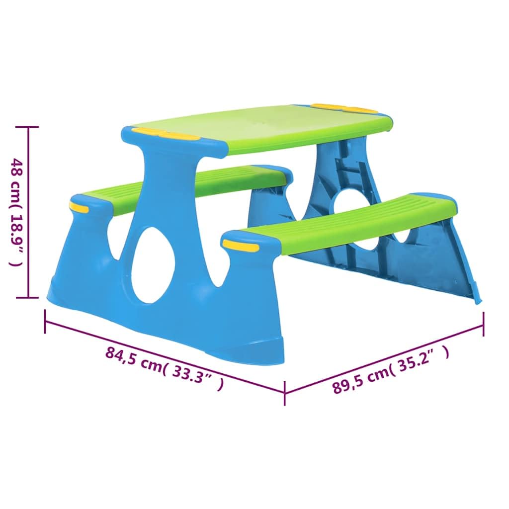 Générique Banc de Pique-Nique Enfant polypropylène 89,5x84,5x48 cm, Table et Banc intégrés pour Jeux extérieurs, Charge Max 30 kg, Usage intérieur et extérieur