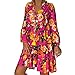 Produktbild LOPILY Damen größen blumenmuster kleider boho style plus größe sommerkleider x1_rosa 50 us