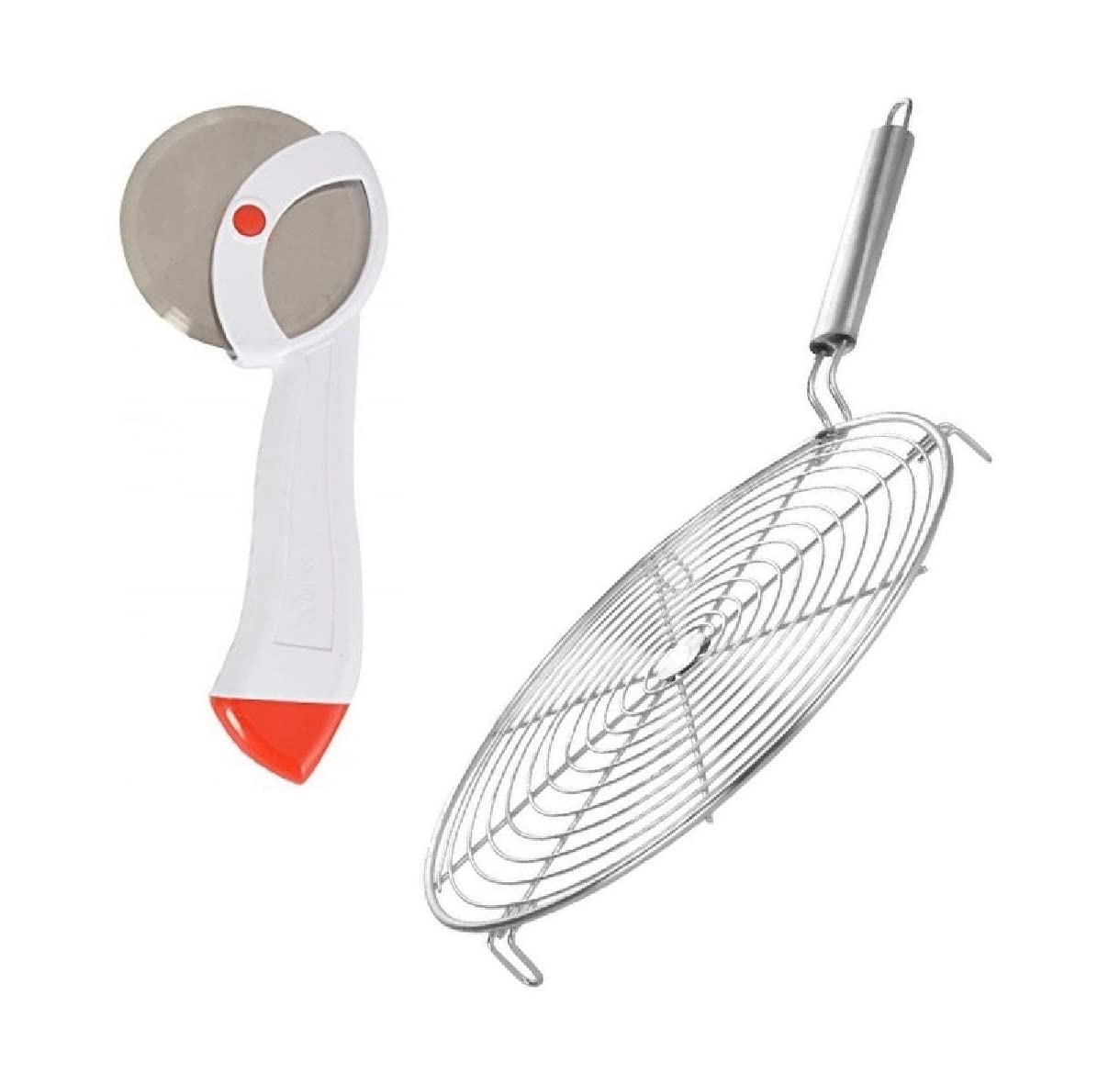 First Front Stainless Steel Pizza Cutter with Steel Roasted Jali (Multicolour), Pack of 2