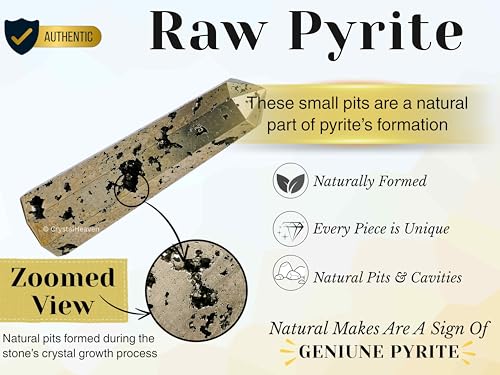 Image of Crystal Heaven Certified Raw Pyrite Crystal Tower Obelisk Point For Chakra, Healing & Balancing-Aaa Grade Original Certified Gemstone Agate For Reiki Meditation Yoga Spiritual (3-4 Inches)